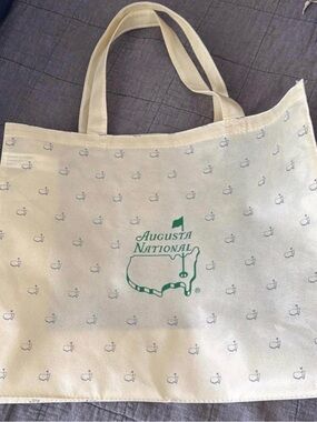 Augusta National Logo FabricTote Bag in Cream and Green